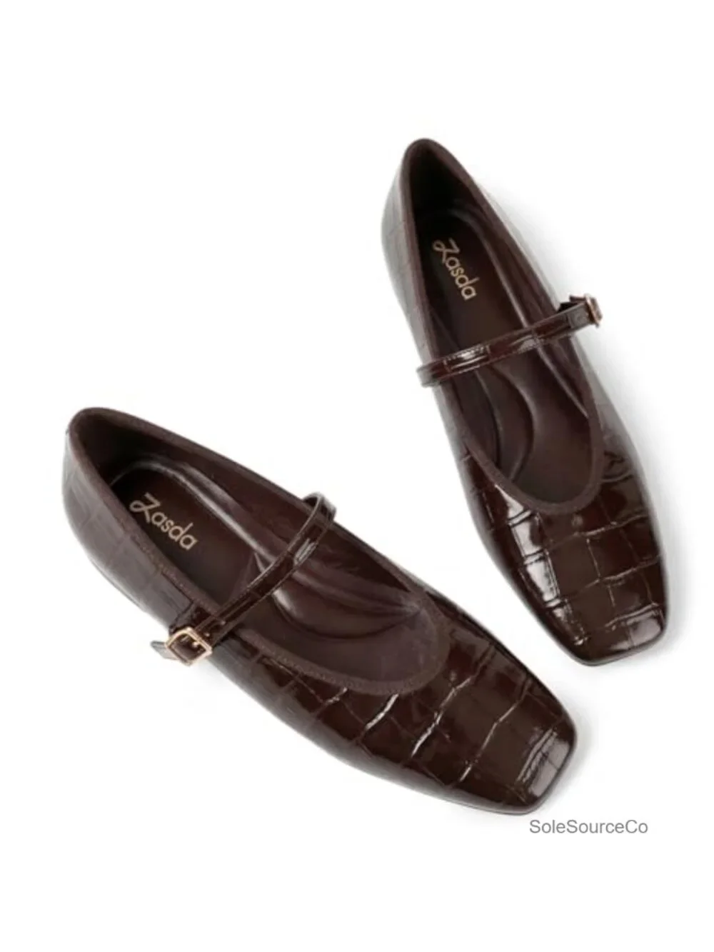 Women's Mary Jane Ballet Flats Square Toe Faux Leather Ankle Strap Cushioned